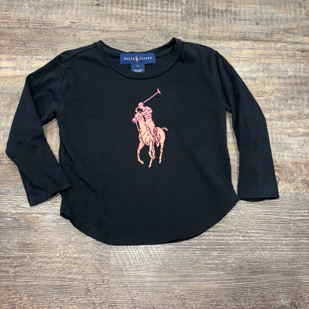 Ralph Lauren Pink Pony Long Sleeve Shirt Toddler 2T
